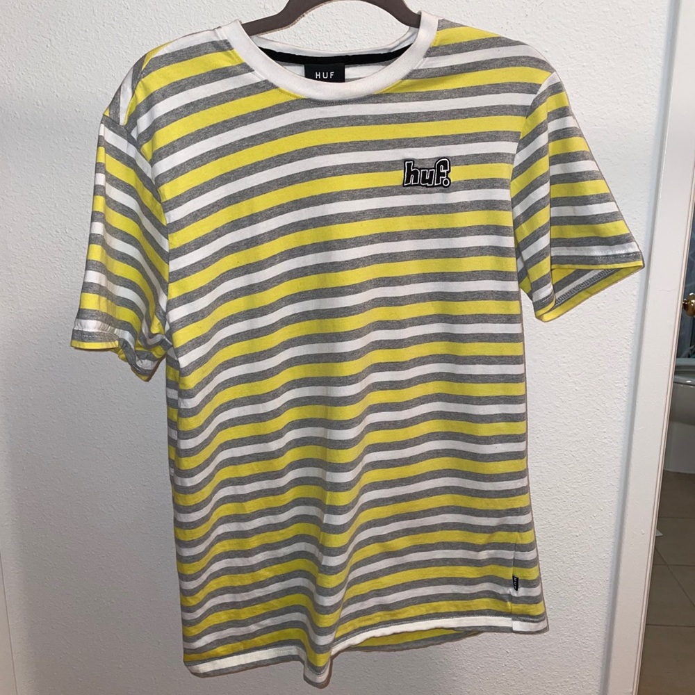 Huf Yellow and Gray Striped Tee